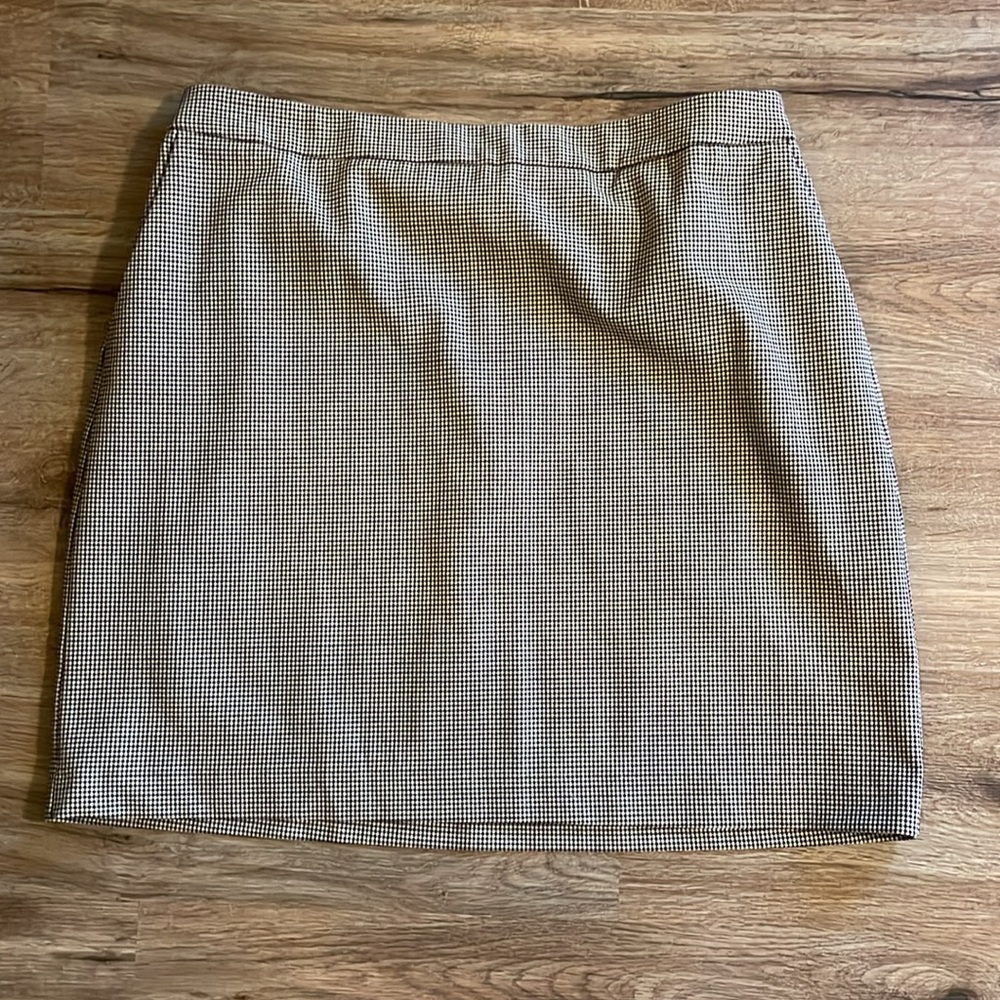 Rachel Zoe Black & Cream Houndstooth Plaid Pencil Mini Skirt